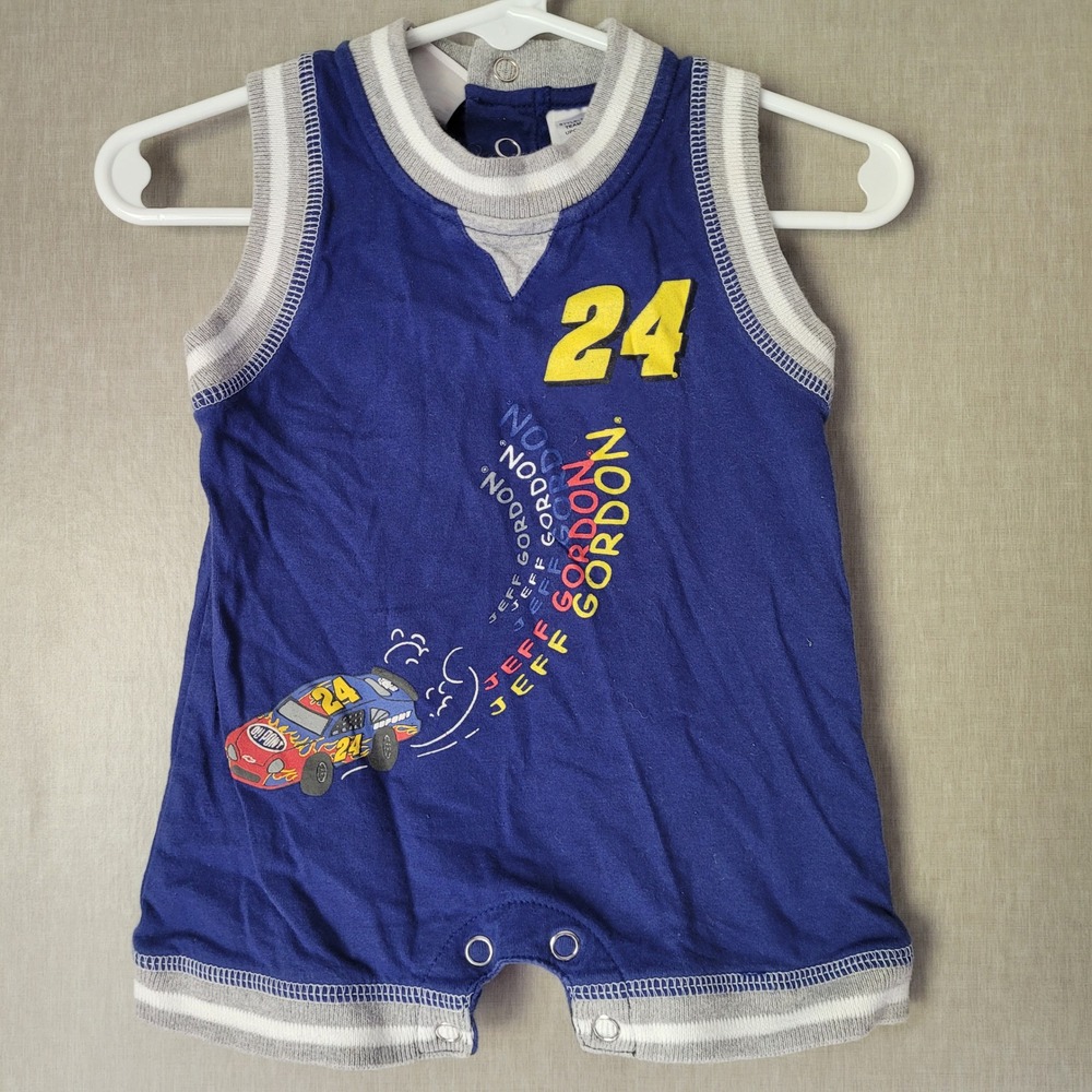 Winners Circle Romper Baby 0-3M Blue Excellent Jeff Gordon 24 NASCAR Racing Vtg
